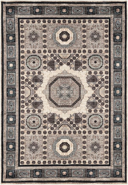 Keen Home Design 9x12 Rug - Machine Washable Area Rug with Non-Slip Backing, Ideal for Living Room, Dining Room, Bedroom - Vintage, Easy Clean, Durable, Low Pile Rug - (9' x 12')