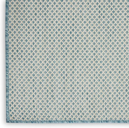 Nourison Home Courtyard Ivory Aqua 9' x 12' Area Rug - Easy Clean, Non Shedding, Bed Room, Living Room, Dining Room, Kitchen (9' x 12')