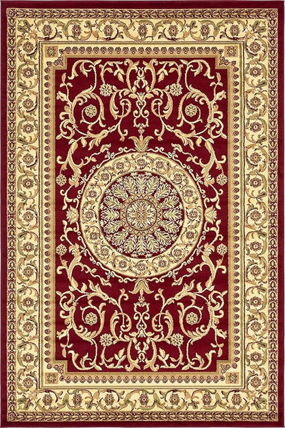 Unique Loom Versailles Collection Traditional Classic Medallion Floral Motif Area Rug (6' 0 x 9' 0 Rectangular, Burgundy/ Ivory)