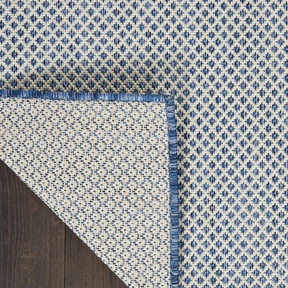Nourison Home Courtyard Ivory Blue 6' x 9' Area Rug - Easy Clean, Non Shedding, Bed Room, Living Room, Dining Room, Kitchen (6' x 9')