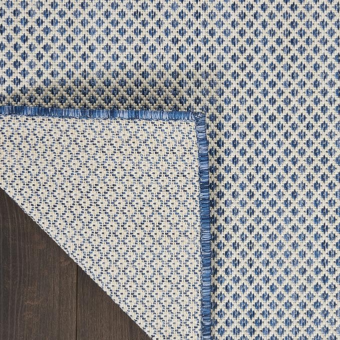 Nourison Home Courtyard Ivory Blue 8' x 10' Area Rug - Easy Clean, Non Shedding, Bed Room, Living Room, Dining Room, Kitchen (8' x 10')