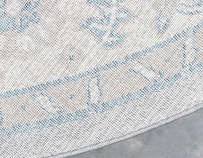Unique Loom Salzburg Collection Classic Traditional Design Oriental Inspired Border Area Rug (8' 0 x 8' 0 Round, Gray/Beige)