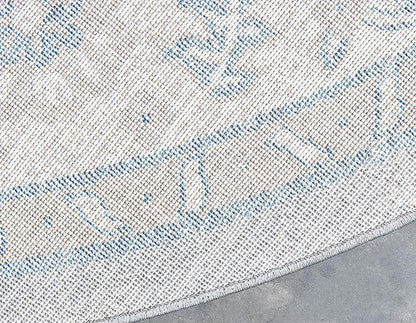 Unique Loom Salzburg Collection Classic Traditional Design Oriental Inspired Border Area Rug (7' 3 x 7' 3 Round, Gray/Beige)