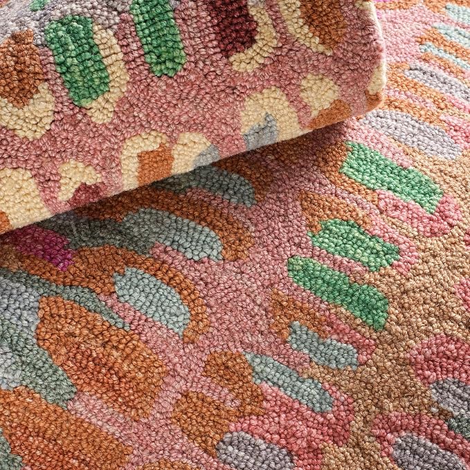 Dash and Albert Paint Chip Wool Area Rug - 4' x 6' Clay Graphic Hand Micro Hooked Accent Rug - Durable, High Traffic Areas Hallway, Living Room, Stairs