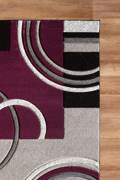 GLORY RUGS Area Rug Modern 8x10 Purple Soft Hand Carved Contemporary Floor Carpet with Premium Fluffy Texture for Indoor Living Dining Room and Bedroom Area