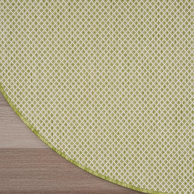Nourison Home Courtyard Ivory Green 6' x Round Area Rug - Easy Clean, Non Shedding, Bed Room, Living Room, Dining Room, Kitchen (6' x Round)