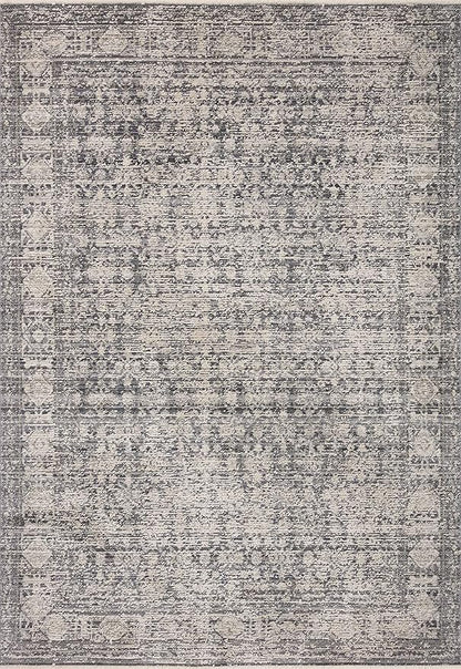 Loloi Amber Lewis Alie Collection ALE-03 Charcoal/Dove 7'-10'' x 7'-10'', .13'' Pile Height, Round Area Rug
