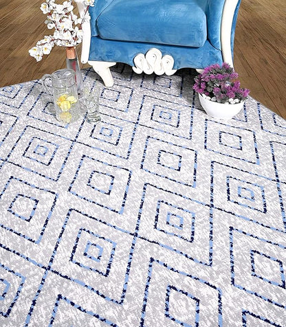 Furnish my Place Diamond Pattern Area Rug - 5 ft. x 8 ft., Light Grey, Moroccan, Transitional Rug with Geometric Style
