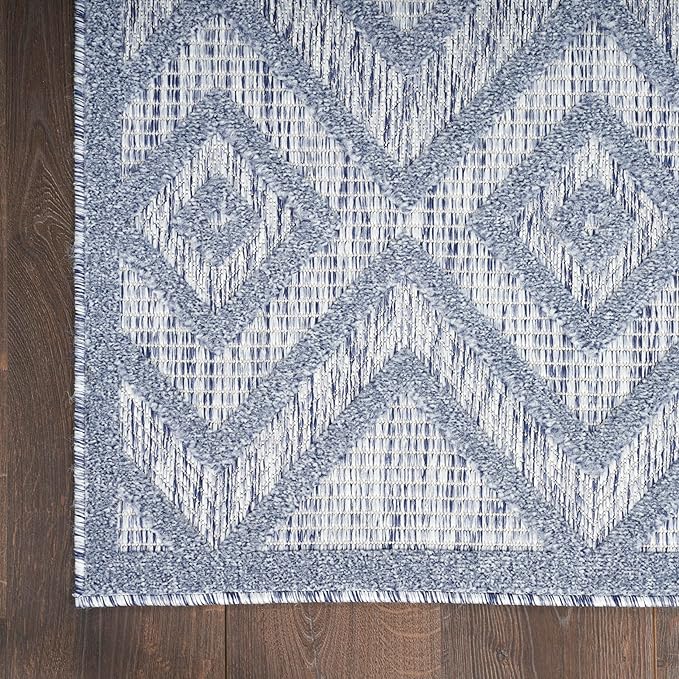 Nourison Home Versatile Denim Blue 7' x 10' Area Rug - Easy Clean, Non Shedding, Bed Room, Living Room, Dining Room, Kitchen (7' x 10')