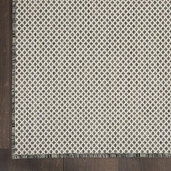 Nourison Home Courtyard Ivory Charcoal 6' x Square Area Rug - Easy Clean, Non Shedding, Bed Room, Living Room, Dining Room, Kitchen (6' x Square)