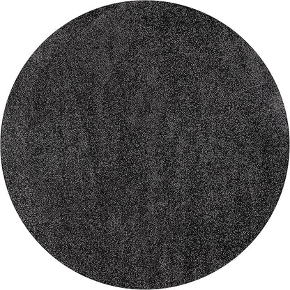 Eyely UES100I-4R Supersoft Haze Solid Low-Pile Indoor Area Rug, Coastal, Bohemian, Minimalist, Classic, Casual for Bedroom,Kitchen,Living Room,Non Shedding,Easy-Washing, Black, 4' Round
