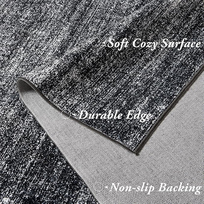 8x10 Area Rugs for Living Room, Abstract Black Boho Rug for Bedroom Design, Black and White 8 x 10