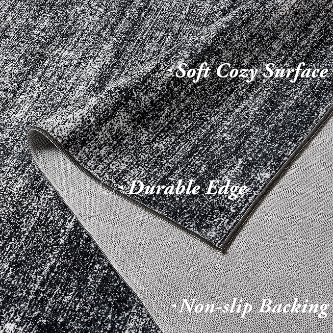 Black Rugs for Kitchen Bathroom,Boho Abstract Small Area Rugs for Bedroom,Black and White,3x5