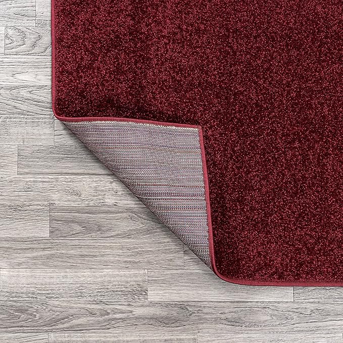 Eyely UES100Q-212 Supersoft Haze Solid Low-Pile Indoor Runner Rug, Coastal, Bohemian, Minimalist, Classic, Casual for Bedroom,Kitchen,Living Room,Non Shedding,Easy-Washing, Red, 2 X 12