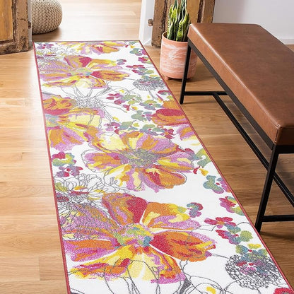 Rugshop Modern Bright Flowers Non-Slip (Non-Skid) Area Rug Runner 2' X 7' (22" X 84") Multi