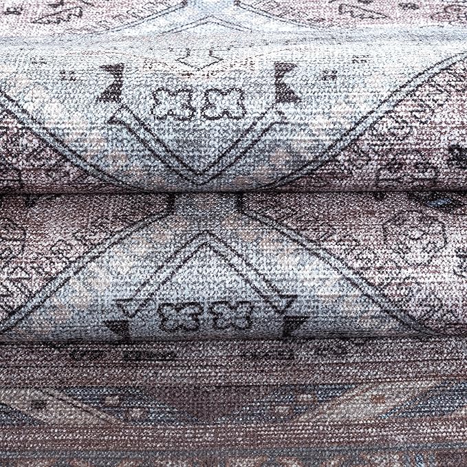 Fame Living Washable Area Rug. Modern Farmhouse. Vintage. Turkish. Bohemian. Distressed. Oriental. Traditional. Rugs for Living Room. Dining. Bedroom. Office. Entryway. Foyer. (863BM, 5' x 6'9")
