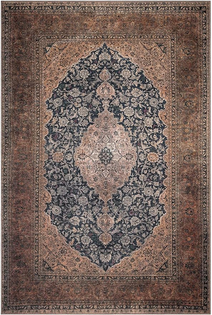 Keen Home Design 10x14 Rug - Machine Washable Area Rug with Non-Slip Backing, Ideal for Living Room, Dining Room, Bedroom - Vintage, Easy Clean, Durable, Low Pile Rug - (9'7" x 14')