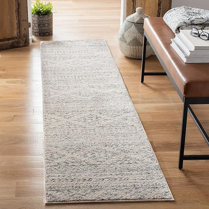 SAFAVIEH Tulum Collection Runner Rug - 2' x 9', Ivory & Grey, Moroccan Boho Tribal Design, Non-Shedding & Easy to Clean, Ideal for Living Room, Hallway, Foyer, Entryway, Bedroom (TUL272A)