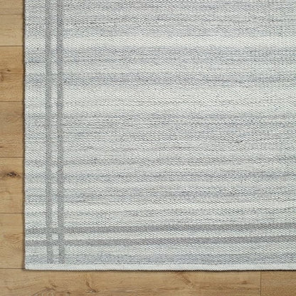 Mark&Day Wool Rugs, 4x6 Janmichael Solid and Border Gray Area Rug, Grey Ivory Carpet for Living Room, Bedroom or Kitchen (3'6" x 5'6")