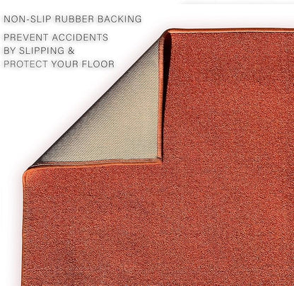 Custom Made Runner Rug Low Pile with Rubber Backing for Kitchen Foyer Hallway Entry Choose Your Length Size 26 Inch Wide Solid and Plain Orange Color (3 feet x 26 inch)