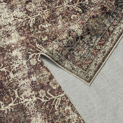 Vintage Area Rug 5x7 Rust Red Washable Living Room Large Carpet Non Slip Bedroom Indoor Office Low Pile Traditional Distressed Retro Accent Rug for Dining Room Bathroom Kitchen