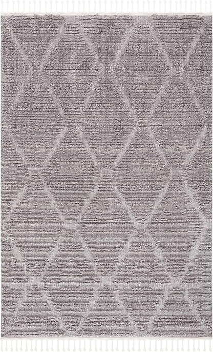 SAFAVIEH Marrakech Collection Accent Rug - 4' x 6', Grey, Moroccan Boho Tribal Tassel Design, Non-Shedding & Easy Care, Ideal for High Traffic Areas in Entryway, Living Room, Bedroom (MRK517F)