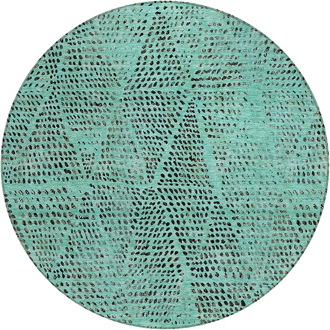 Addison Rugs Chantille ACN591 Teal 8' x 8' Indoor Outdoor Round Rug, Easy Clean, Machine Washable, Non Shedding, Bedroom, Living Room, Dining Room, Kitchen, Patio Rug
