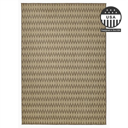 FH Home Flat Woven Outdoor Rug - Waterproof, Easy to Clean, Stain Resistant - Premium Polypropylene Yarn - Geometric - Patio, Deck, Porch, Balcony, Laundry Room - Giza - Sand - 3ft 11 in x 5ft 6in