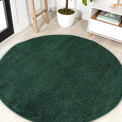 Eyely UES100L-8R Supersoft Haze Solid Low-Pile Indoor Area Rug, Coastal, Bohemian, Minimalist, Classic, Casual for Bedroom,Kitchen,Living Room,Non Shedding,Easy-Washing, Green, 8' Round