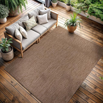 CAMILSON Outdoor Rug 5x7 Modern Area Rugs for Indoor and Outdoor Patios and Porches - Waterproof, Washable, Non-Shedding, Easy-to-Clean Outside Carpet (5 x 7, Solid - Jute)