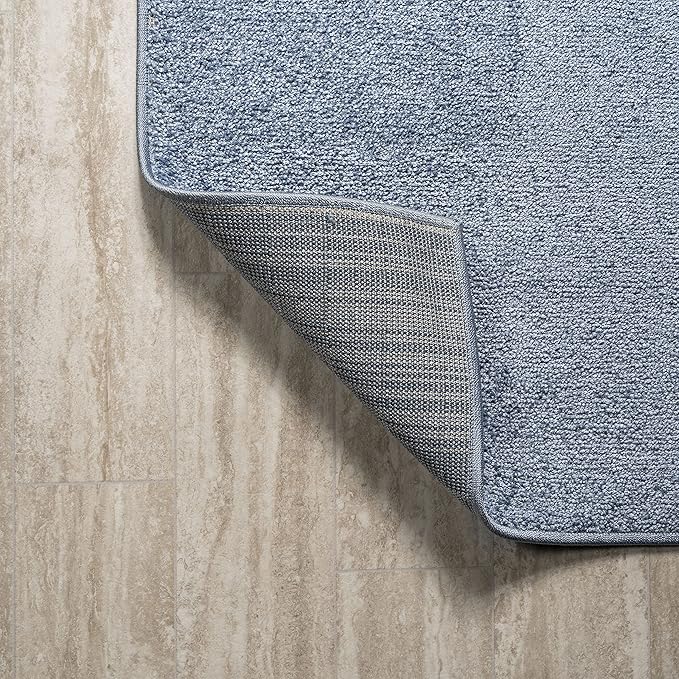 Eyely UES100F-14 Supersoft Haze Solid Low-Pile Indoor Area Rug, Coastal, Bohemian, Minimalist, Classic, Casual for Bedroom,Kitchen,Living Room,Non Shedding,Easy-Washing, Blue, 10 X 14