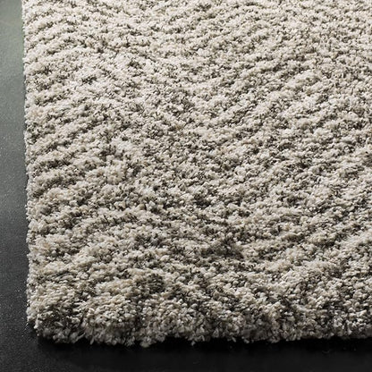 SAFAVIEH Hudson Shag Collection Area Rug - 10' x 14', Ivory & Grey, Chevron Design, Non-Shedding & Easy Care, 2-inch Thick Ideal for High Traffic Areas in Living Room, Bedroom (SGH375A)