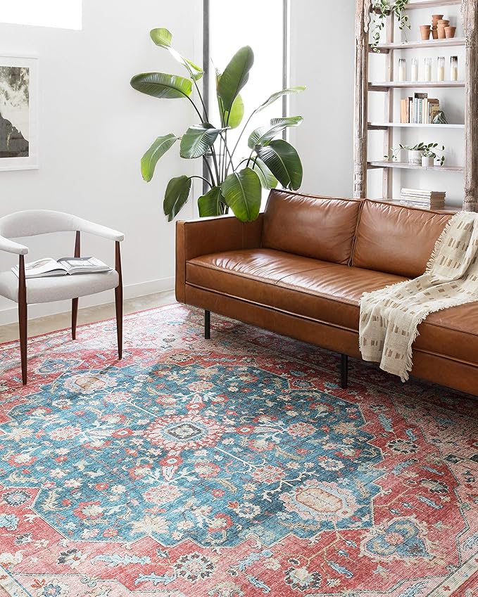 Loloi Skye Collection SKY-05 Brick/Ocean 8'-0" x 8'-0" Round Area Rug