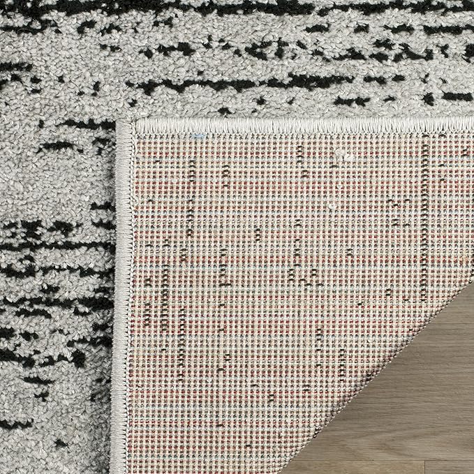 SAFAVIEH Adirondack Collection Area Rug - 4' Square, Silver & Black, Modern Ombre Design, Non Shedding & Easy to Clean, Ideal for Living Room, Bedroom, Office, Dining Space (ADR113A)