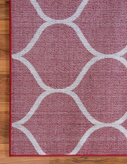 Rugs.com Lattice Frieze Collection Rug – 9' x 12' Red Medium Rug Perfect for Living Rooms, Large Dining Rooms, Open Floorplans