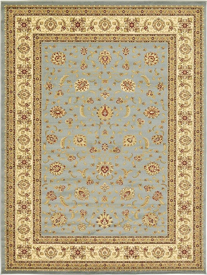 Unique Loom Voyage Collection Traditional Oriental Classic Intricate Design Area Rug (9' 0 x 12' 0 Rectangular, Light Blue/Gold)