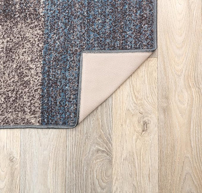 Rugshop Geometric Modern Boxes Design Non-Slip (Non-Skid) Carpet for Hallway,Kitchen,Entryway Runner Rug 2'7" x 6' Blue