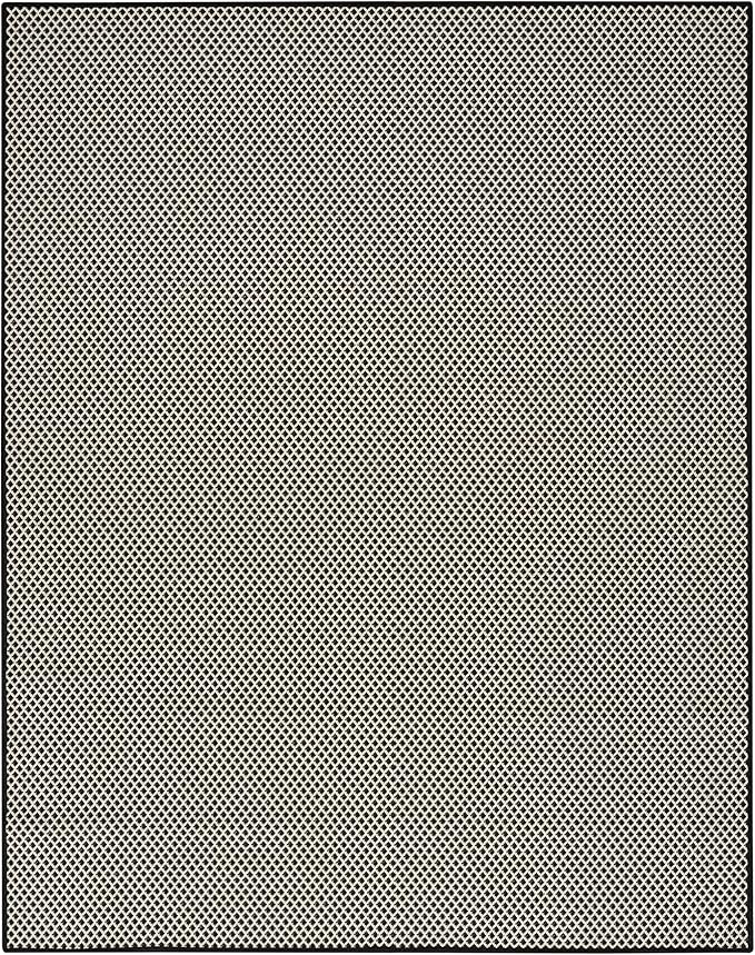 Nourison Home Courtyard Black White 10' x 14' Area Rug - Easy Clean, Non Shedding, Bed Room, Living Room, Dining Room, Kitchen (10' x 14')