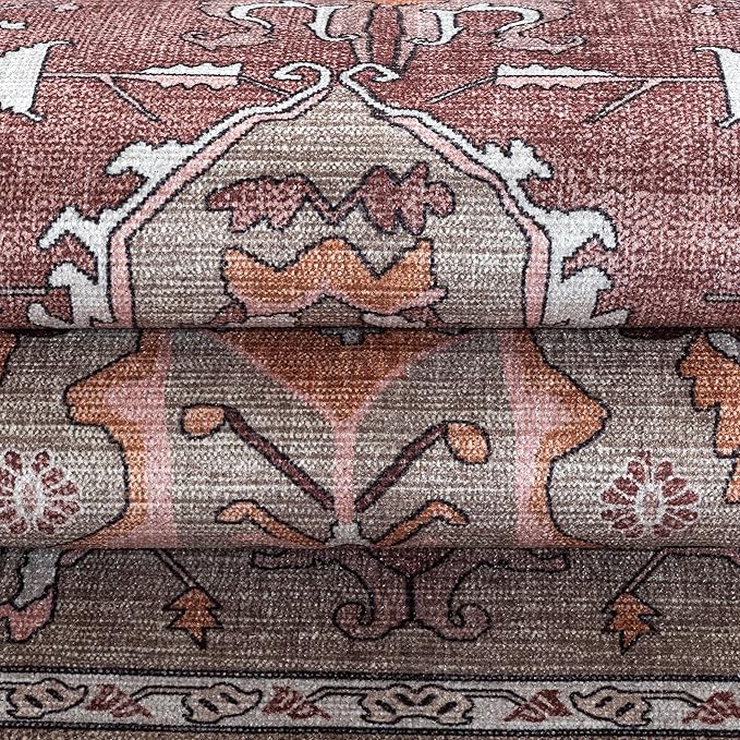 Washable Area Rug. Modern Farmhouse. Vintage. Turkish. Bohemian. Distressed. Oriental. Traditional. Rugs for Living Room. Dining. Bedroom. Office. Entryway. Foyer. (857RB, 9'5" x 14')