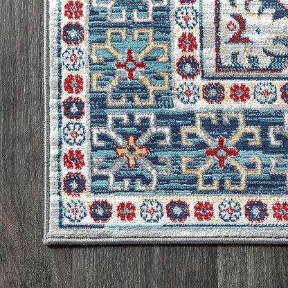 JONATHAN Y Modern Vintage Medallion Blue/Light Grey Indoor Area Rug, 5x8, Country, Floral, Easy-Cleaning for Living Room, Bedroom, Kitchen, Pet Friendly, Non-Shedding (MDP108A-5)