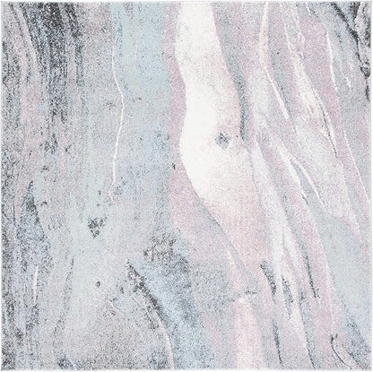 SAFAVIEH Glacier Collection Area Rug - 3' Square, Pink & Blue, Modern Abstract Design, Non-Shedding & Easy Care, Ideal for High Traffic Areas in Living Room, Bedroom (GLA126U)