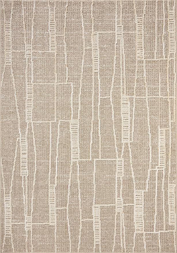 Loloi Amber Lewis Bexley Collection BEX-05 Mushroom/Natural 2'-7" x 4' Accent Rug Neutral, Textured, Living, Bedroom, Dining, Carpet