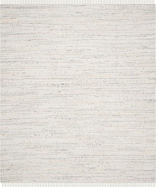 SAFAVIEH Rag Rug Collection Area Rug - 10' x 14', Ivory & Multi, Handmade Boho Stripe Cotton, Ideal for High Traffic Areas in Living Room, Bedroom (RAR121G)