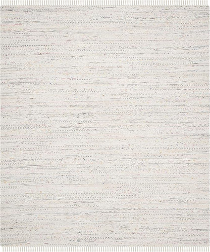SAFAVIEH Rag Rug Collection Area Rug - 8' x 10', Ivory & Multi, Handmade Boho Stripe Cotton, Ideal for High Traffic Areas in Living Room, Bedroom (RAR121G)