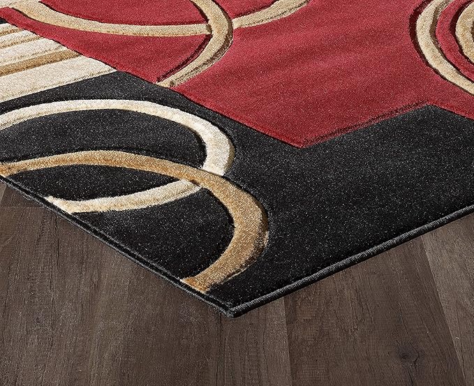 GLORY RUGS Area Rug 2x3 Door Mat Dark Red Geometric Soft Floor Carpet with Premium Fluffy Texture for Indoor Living Dining Room and Bedroom Area