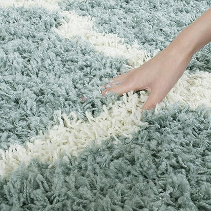 SAFAVIEH Dallas Shag Collection Area Rug - 8' Round, Seafoam & Ivory, Trellis Design, Non-Shedding & Easy Care, 1.5-inch Thick Ideal for High Traffic Areas in Living Room, Bedroom (SGD257C)