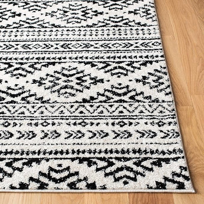 SAFAVIEH Area Rug 9x12 - Tulum Collection - Large - Ivory & Black, Moroccan Boho Tribal Design, Non-Shedding & Easy to Clean, Ideal for Living Room, Bedroom, Dining Space (TUL272B)