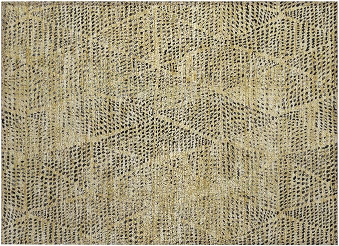 Addison Rugs Chantille ACN591 Gold 1'8" x 2'6" Indoor Outdoor Area Rug, Easy Clean, Machine Washable, Non Shedding, Bedroom, Living Room, Dining Room, Kitchen, Patio Rug