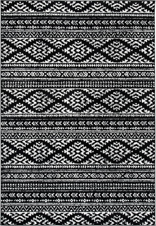 SAFAVIEH Tulum Collection Accent Rug - 2' x 5', Black & Ivory, Moroccan Boho Tribal Design, Non-Shedding & Easy to Clean, Ideal for Front Door, Kitchen, Entryway, Foyer (TUL272Z)