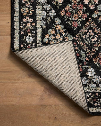 Loloi Rifle Paper Co. Laurel Collection LAU-04 Black/Multi 2'-8" x 10' Runner Rug